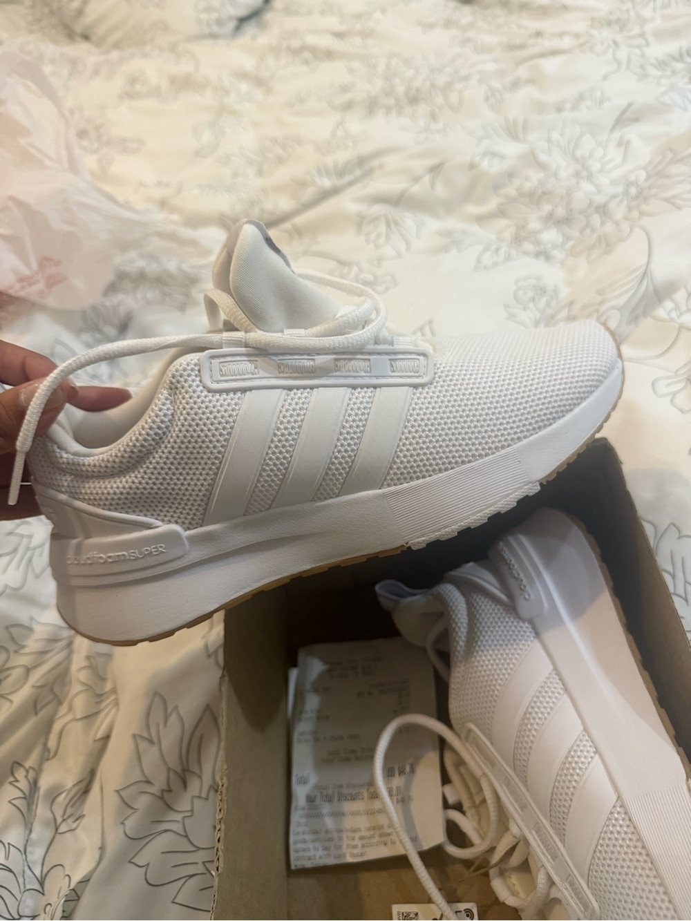 adidas White Sneakers with Gum Outsole